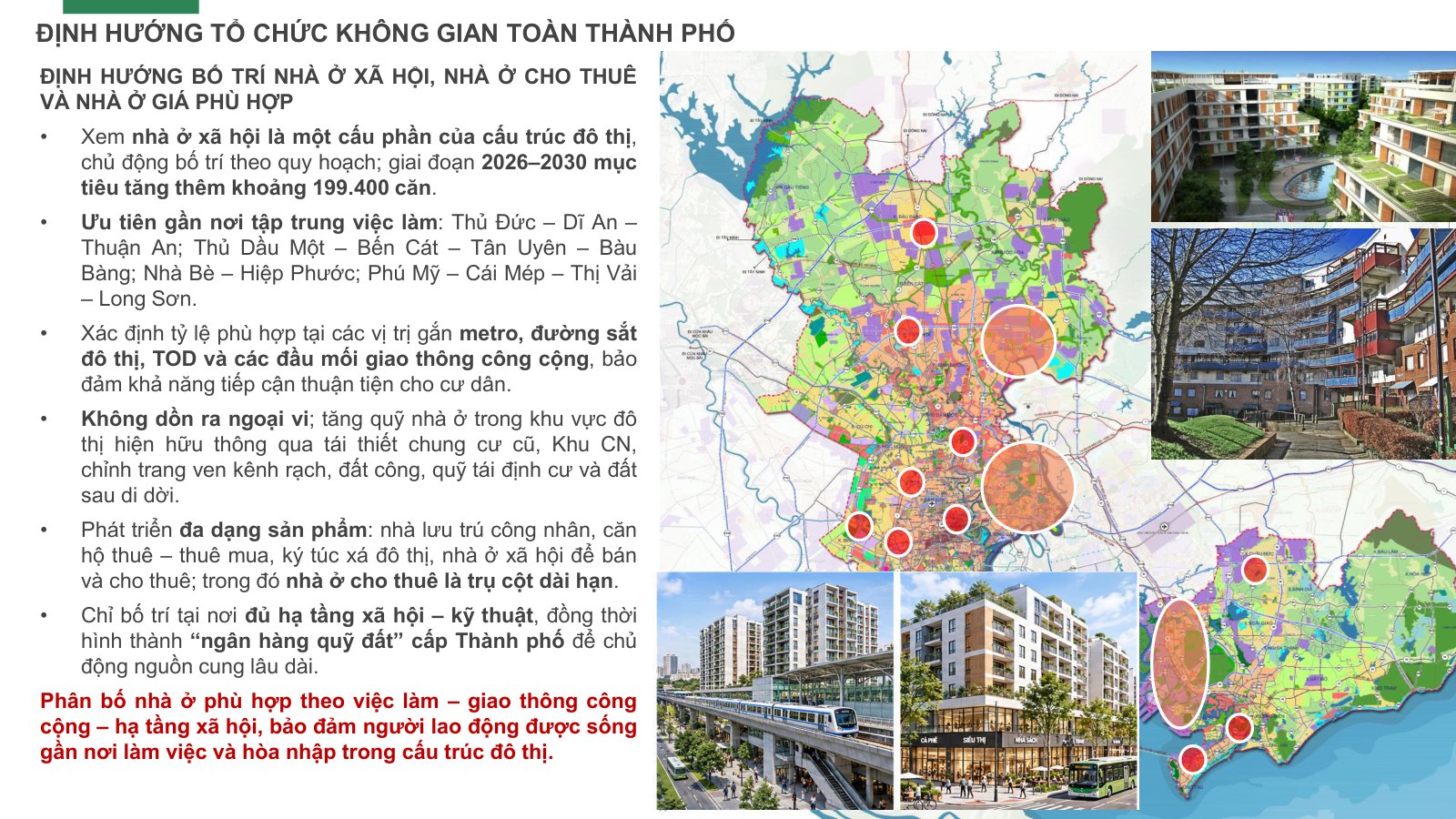 Slide định hướng bố trí nhà ở xã hội, nhà ở cho thuê và nhà ở giá phù hợp tại TP.HCM